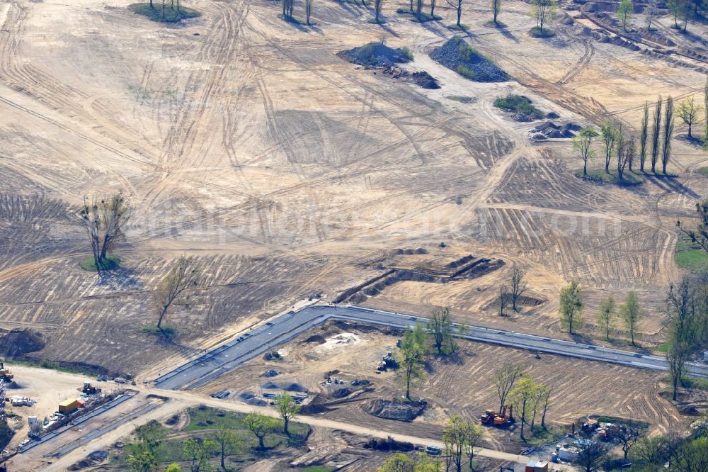 Potsdam from the bird's eye view: View at the construction site of a new building on the site of the former gray barracks of the russian army in Potsdam in the federal state of Brandenburg