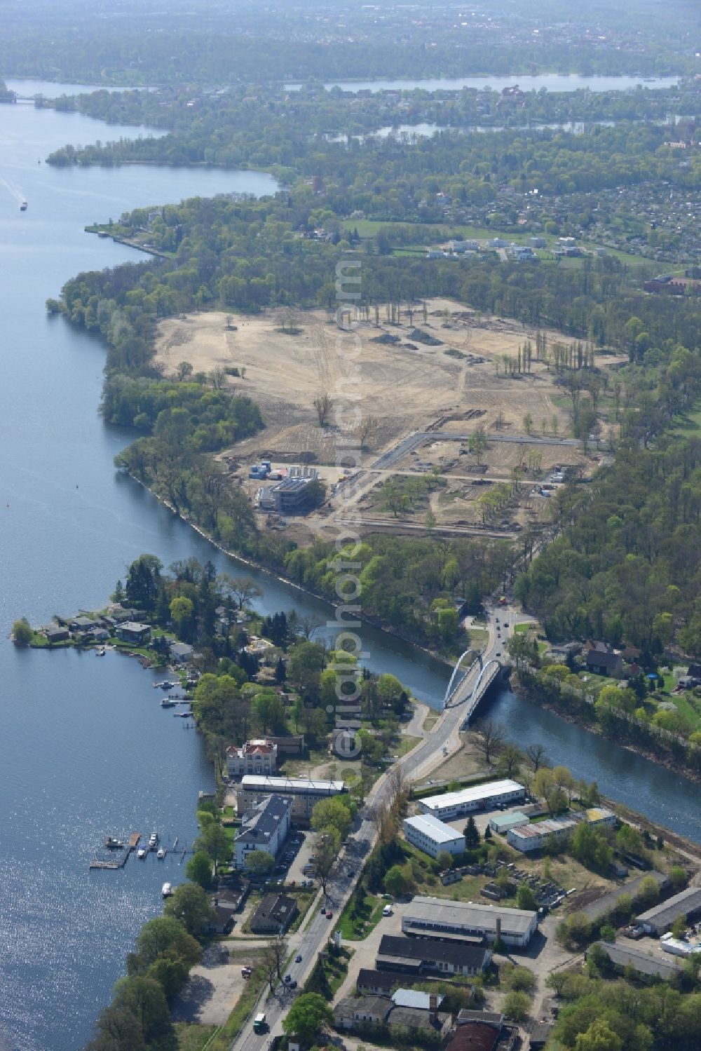 Aerial image Potsdam - View at the construction site of a new building on the site of the former gray barracks of the russian army in Potsdam in the federal state of Brandenburg