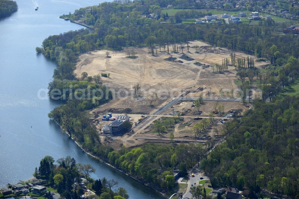 Aerial photograph Potsdam - View at the construction site of a new building on the site of the former gray barracks of the russian army in Potsdam in the federal state of Brandenburg