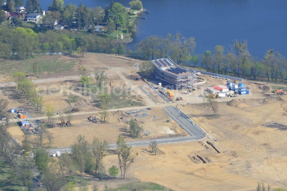 Aerial image Potsdam - View at the construction site of a new building on the site of the former gray barracks of the russian army in Potsdam in the federal state of Brandenburg