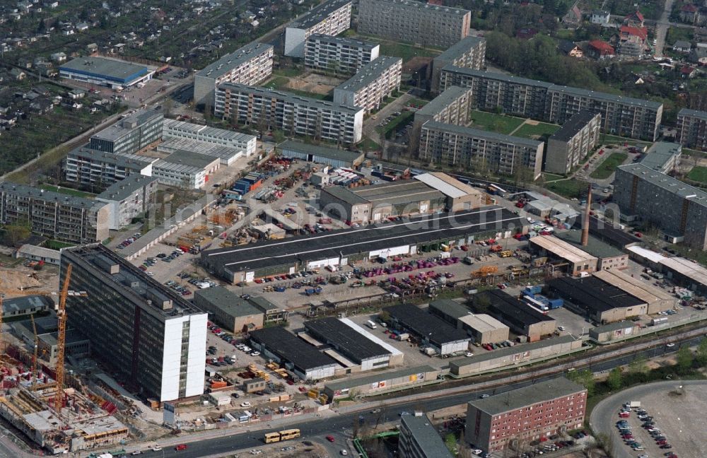 Berlin Hohenschönhausen from above - Site of the former GDR high-rise SHB Special building construction business Company in Berlin Hohenschonhausen