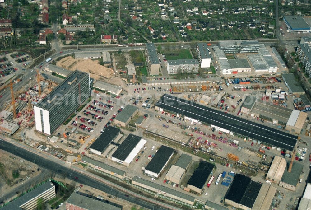 Berlin Hohenschönhausen from the bird's eye view: Site of the former GDR high-rise SHB Special building construction business Company in Berlin Hohenschonhausen