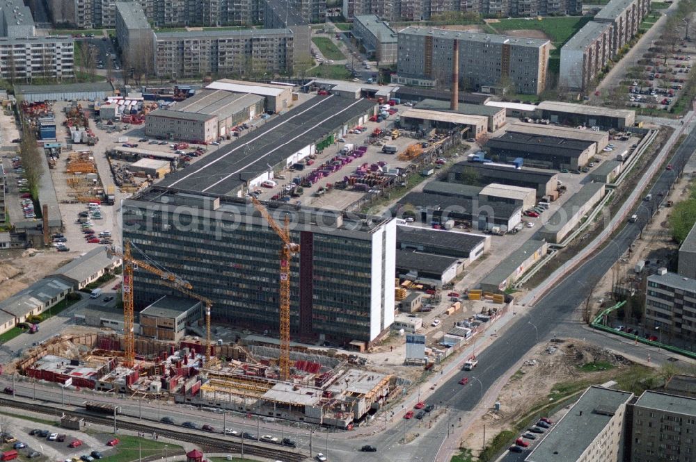 Berlin Hohenschönhausen from the bird's eye view: Site of the former GDR high-rise SHB Special building construction business Company in Berlin Hohenschonhausen