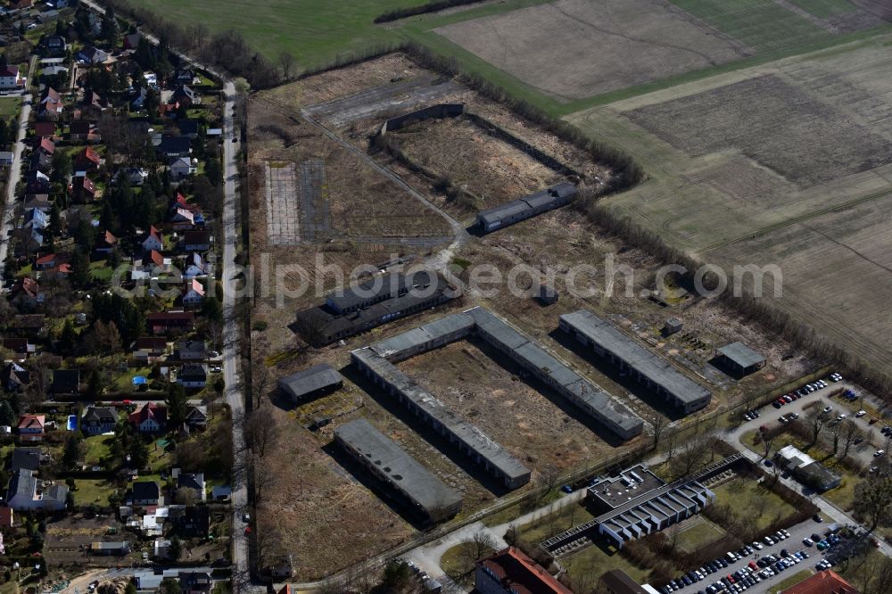 Aerial image Stahnsdorf - Conversion surfaces on the renatured site of the former barracks and military - real estate in the district Gueterfelde in Stahnsdorf in the state Brandenburg