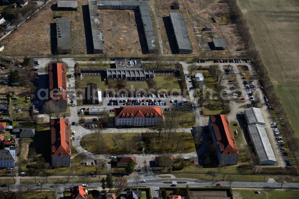 Aerial image Stahnsdorf - Conversion surfaces on the renatured site of the former barracks and military - real estate in the district Gueterfelde in Stahnsdorf in the state Brandenburg