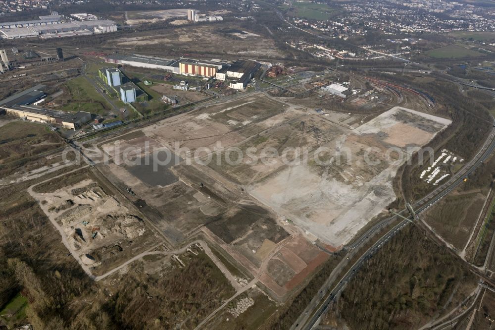 Dortmund from above - View at the former steel plant Westphalia hut in Dortmund in the federal state North Rhine-Westphalia. The Westphalia hut is considered the birthplace of the former Hoesch AG, which has risen in the ThyssenKrupp Group