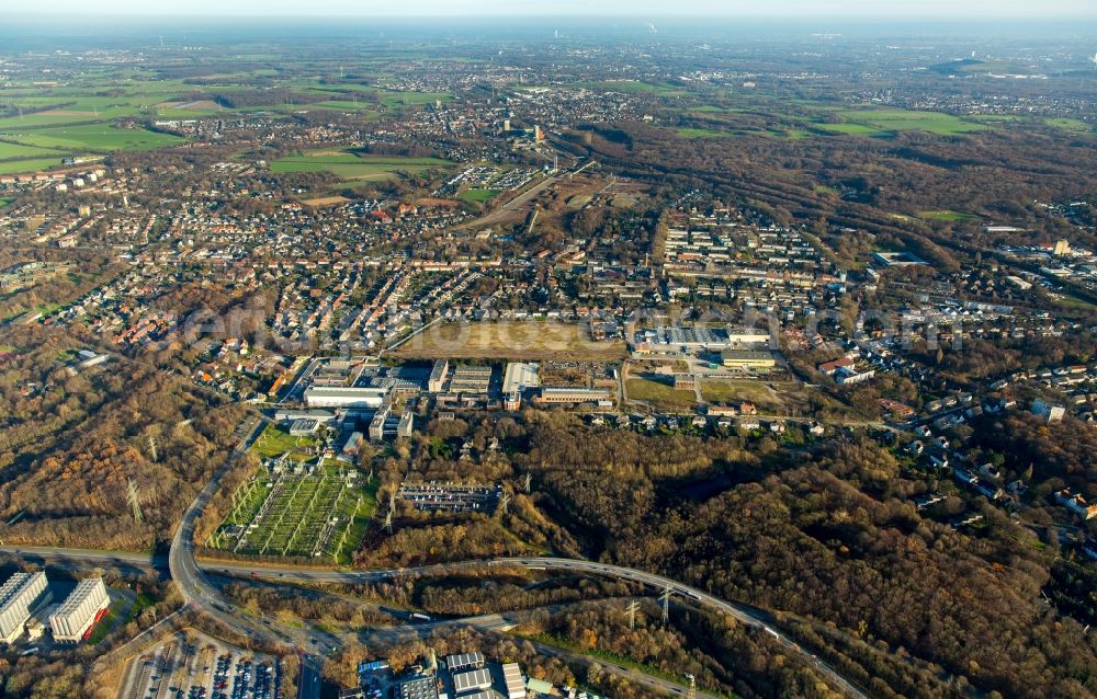 Gelsenkirchen from the bird's eye view: Area of the former mining pit Bergmannsglueck in Gelsenkirchen in the state of North Rhine-Westphalia