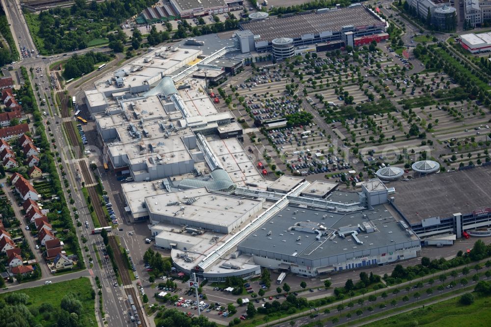 Leipzig from the bird's eye view: Site of the shopping center Paunsdorf Center in Leipzig in Saxony. The operator is the Unibail-Rodamco Germany GmbH