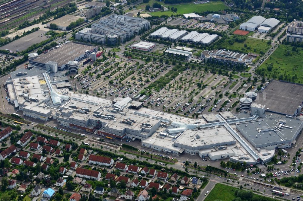 Leipzig from the bird's eye view: Site of the shopping center Paunsdorf Center in Leipzig in Saxony. The operator is the Unibail-Rodamco Germany GmbH