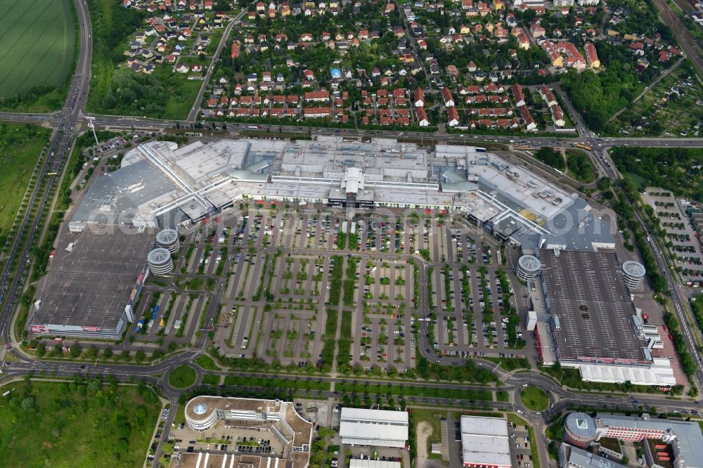 Aerial photograph Leipzig - Site of the shopping center Paunsdorf Center in Leipzig in Saxony. The operator is the Unibail-Rodamco Germany GmbH