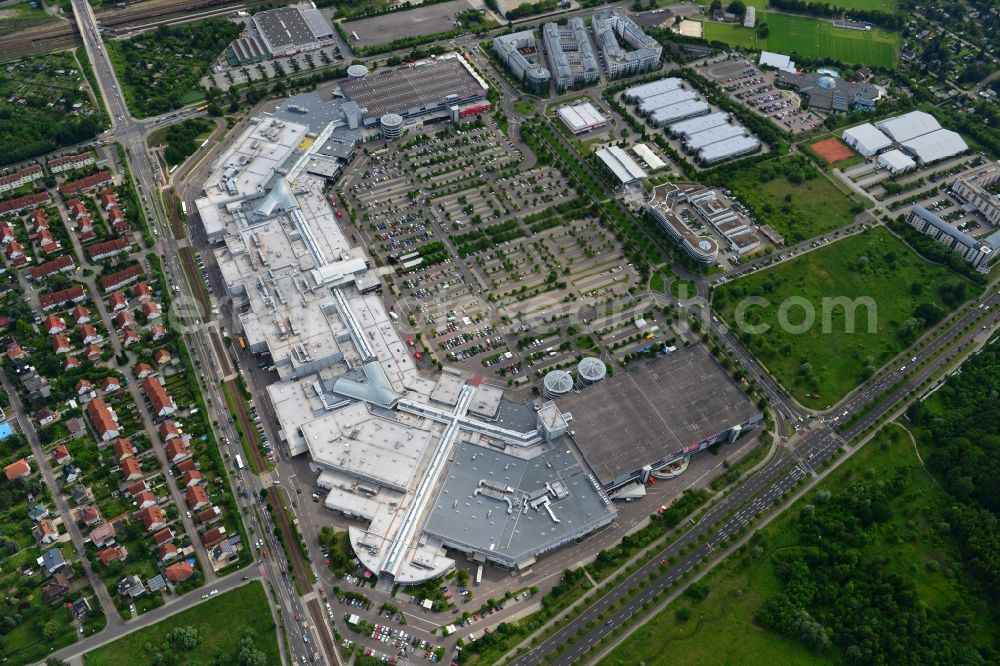 Aerial photograph Leipzig - Site of the shopping center Paunsdorf Center in Leipzig in Saxony. The operator is the Unibail-Rodamco Germany GmbH