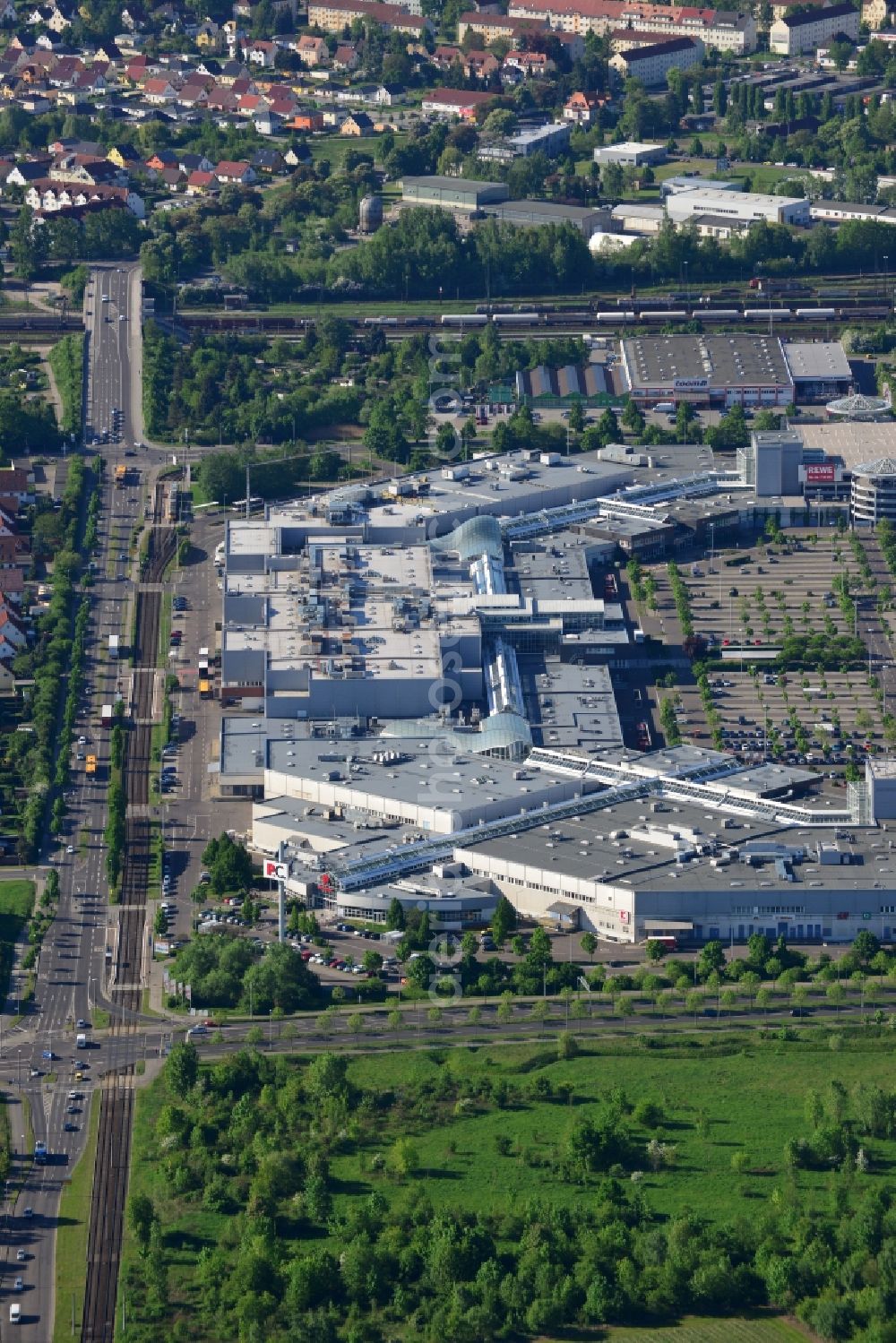 Leipzig from above - Site of the shopping center Paunsdorf Center in Leipzig in Saxony. The operator is the Unibail-Rodamco Germany GmbH