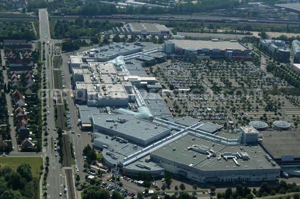 Leipzig from above - Site of the shopping center Paunsdorf Center in Leipzig in Saxony. The operator is the Unibail-Rodamco Germany GmbH