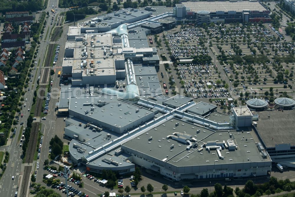 Leipzig from the bird's eye view: Site of the shopping center Paunsdorf Center in Leipzig in Saxony. The operator is the Unibail-Rodamco Germany GmbH