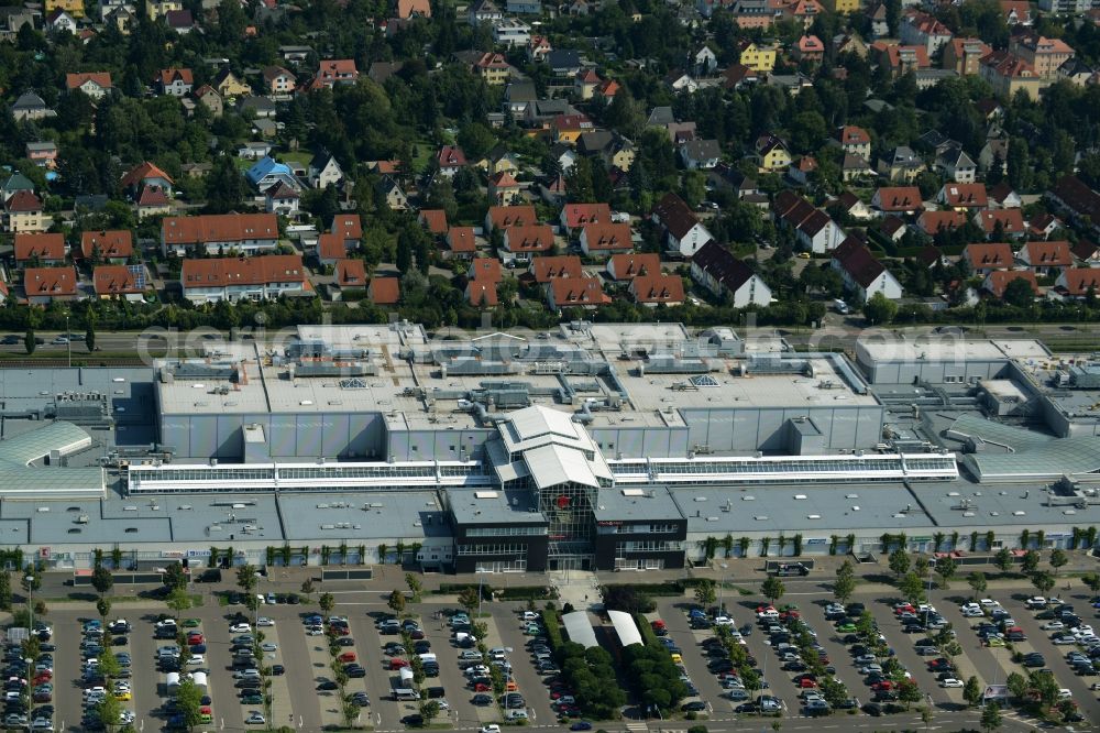 Leipzig from above - Site of the shopping center Paunsdorf Center in Leipzig in Saxony. The operator is the Unibail-Rodamco Germany GmbH