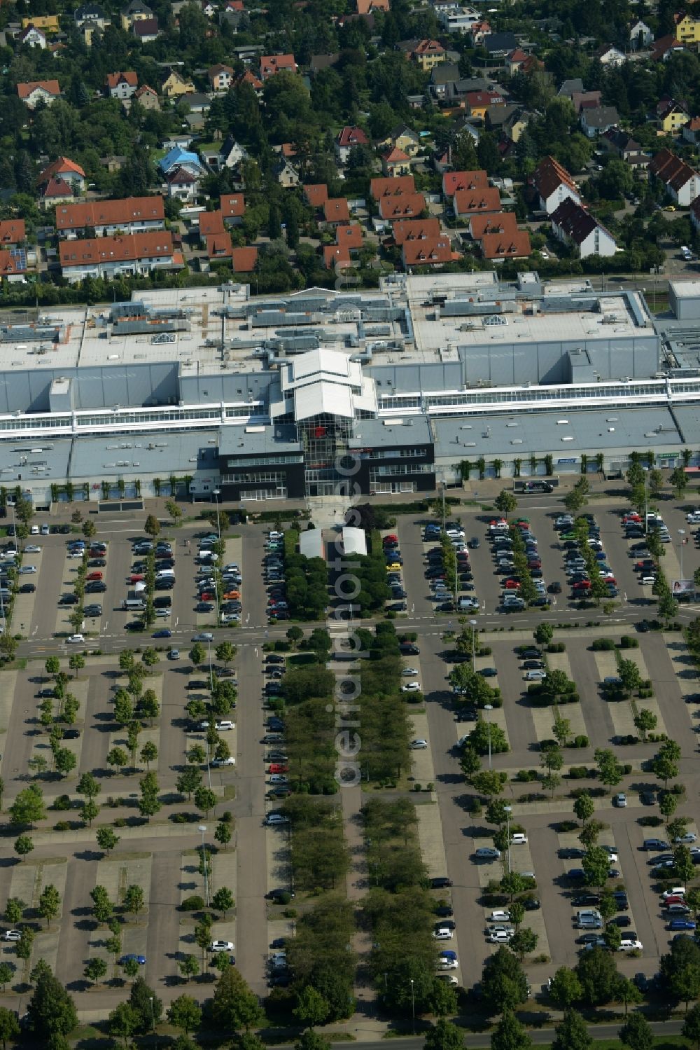 Leipzig from the bird's eye view: Site of the shopping center Paunsdorf Center in Leipzig in Saxony. The operator is the Unibail-Rodamco Germany GmbH