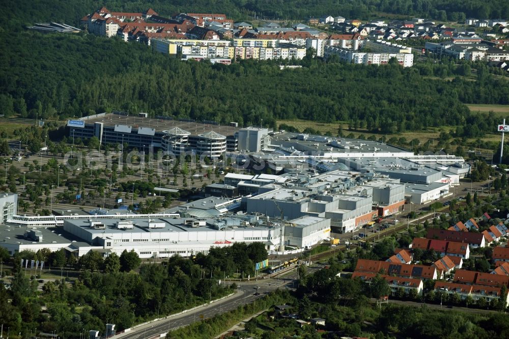 Leipzig from the bird's eye view: Site of the shopping center Paunsdorf Center in Leipzig in Saxony. The operator is the Unibail-Rodamco Germany GmbH