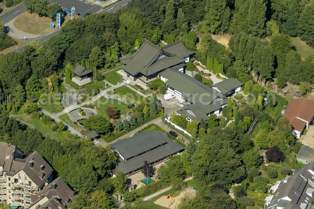 Aerial photograph Düsseldorf - EKO - House of Japanese Culture eV at Brueggener Weg in Duesseldorf in North Rhine-Westphalia