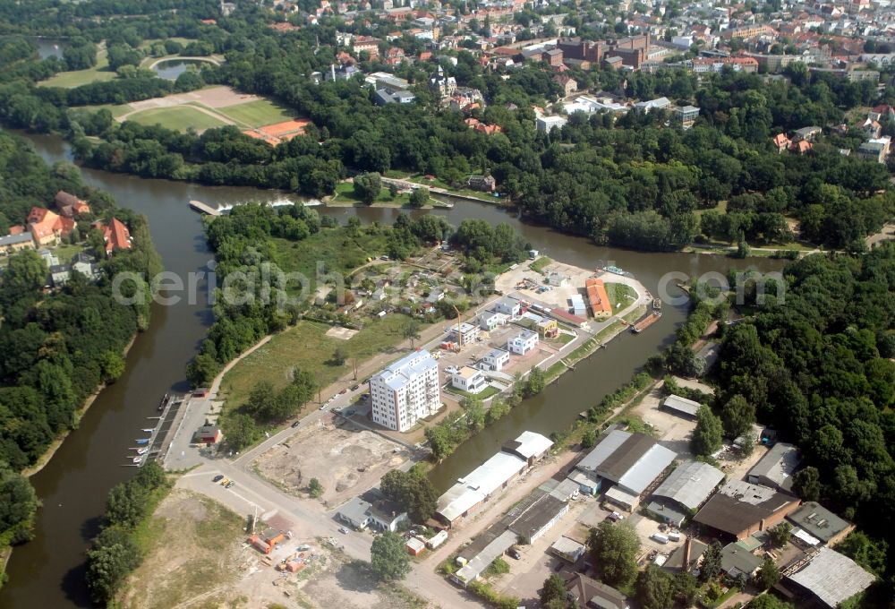 Halle ( Saale ) from the bird's eye view: Site of the city's port development area in Halle Saale in Saxony-Anhalt