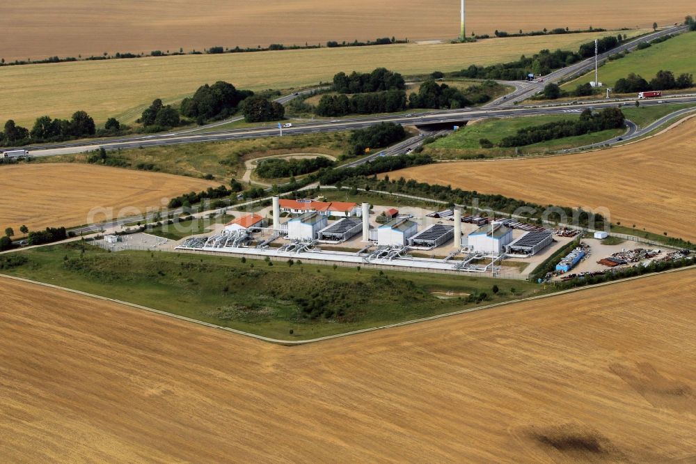 Eischleben from above - Grounds of the natural gas compressor station of the Wingas Company in Eischleben in Thuringia