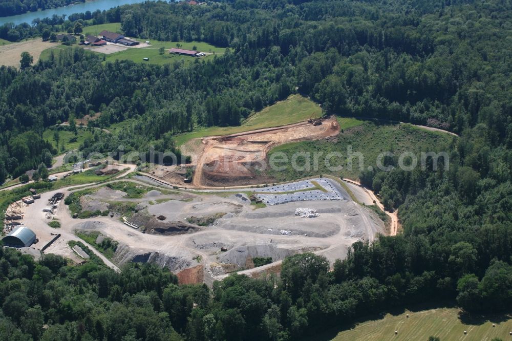 Wehr from above - Site of heaped landfill Lachengraben with construction works and cleared area to expand the storage site in Wehr in the state Baden-Wuerttemberg