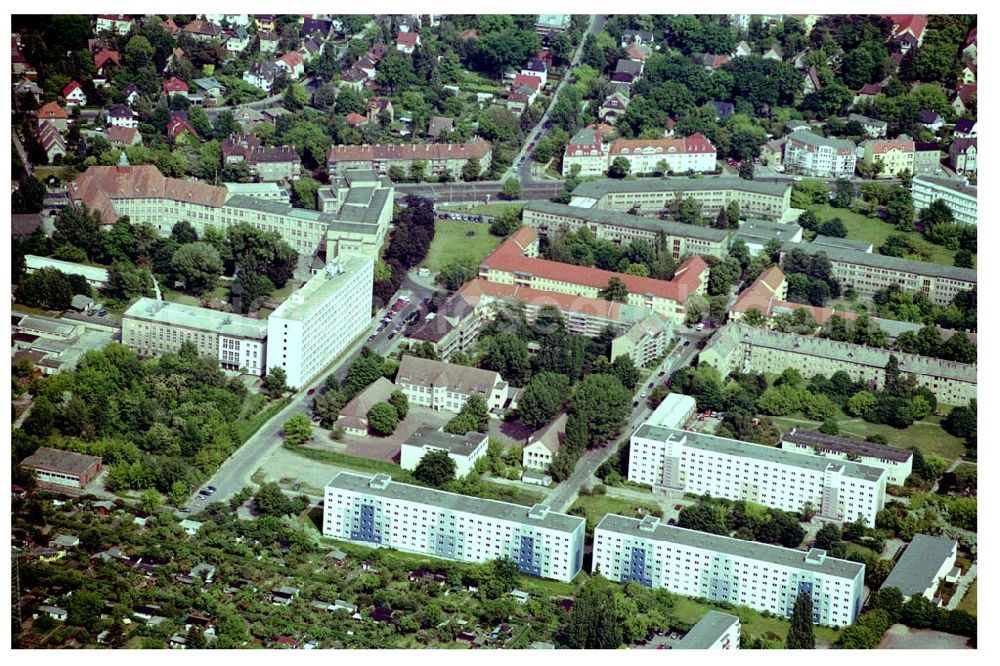 Berlin - Karlshorst from above - Gelände der FHTW mit Studentenwohnsiedlung an der Straße am Tierpark in Berlin-Karlshorst.