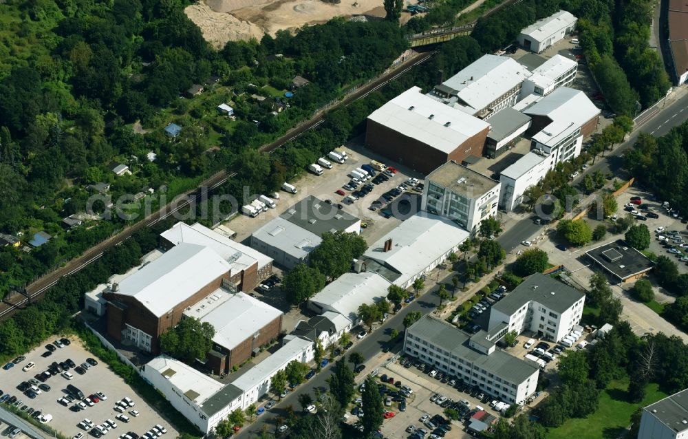 Aerial image Berlin - Site of the production company of Berliner Union Film UG (haftungsbeschraenkt) & Co. KG on Oberlandstrasse in the district Tempelhof-Schoeneberg in Berlin, Germany