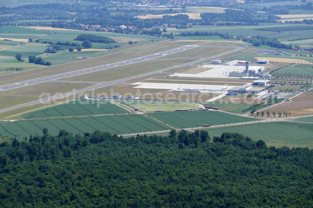 Aerial image Calden - Runway with hangar taxiways and terminals on the grounds of the airport in Calden in the state Hessen