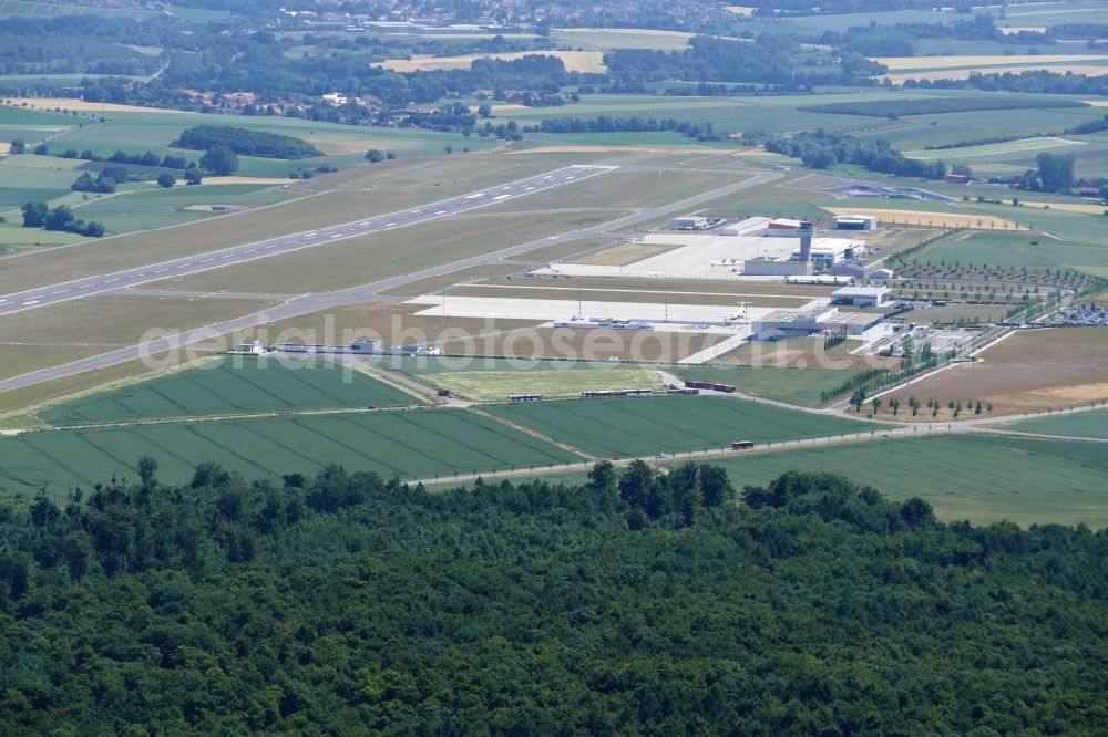 Aerial photograph Calden - Runway with hangar taxiways and terminals on the grounds of the airport in Calden in the state Hessen