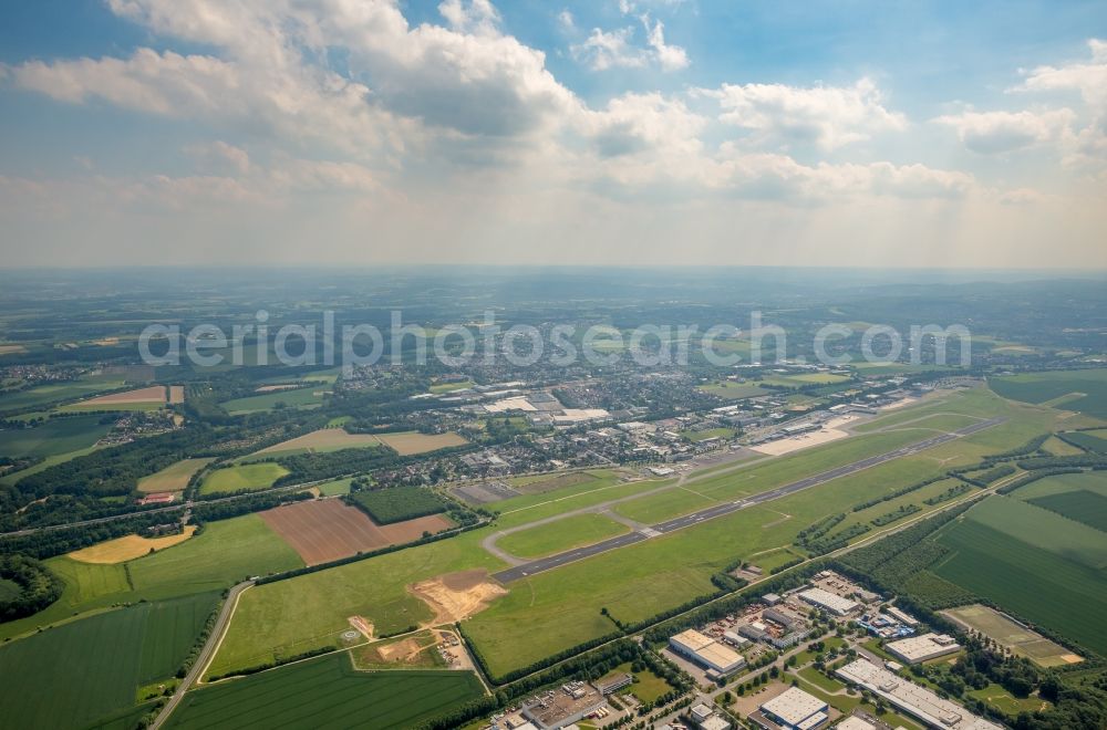 Aerial image Dortmund - Runway with hangar taxiways and terminals on the grounds of the airport in Dortmund in the state North Rhine-Westphalia, Germany