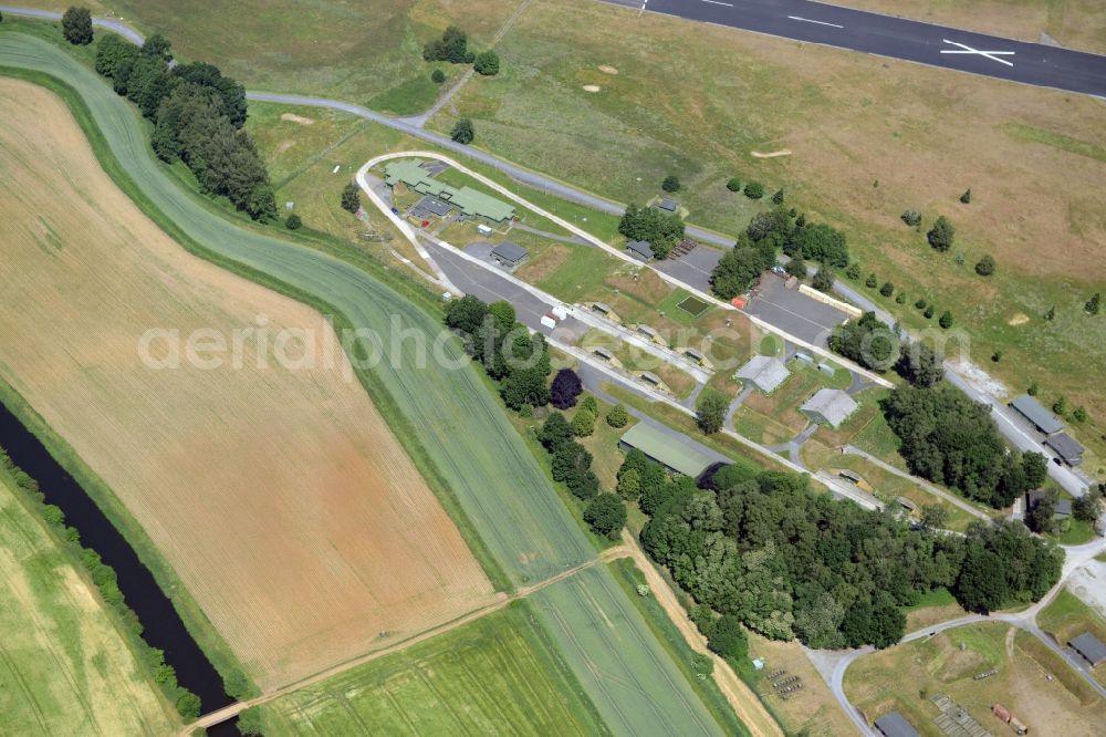 Aerial image Gütersloh - Runway with hangar taxiways and terminals on the grounds of the airport in Guetersloh in the state North Rhine-Westphalia