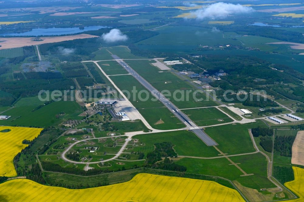 Aerial image Laage - Runway with hangar taxiways and terminals on the grounds of the airport in Laage in the state Mecklenburg - Western Pomerania