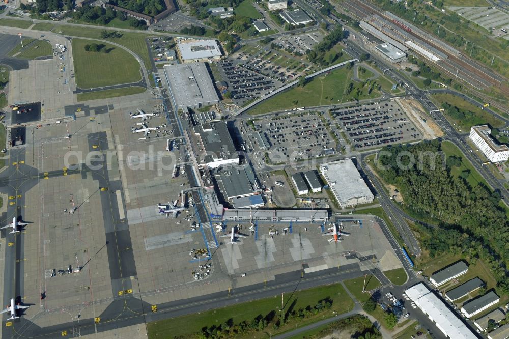 Schönefeld from above - Terminals on the grounds of the airport Schoenefeld in the state Brandenburg