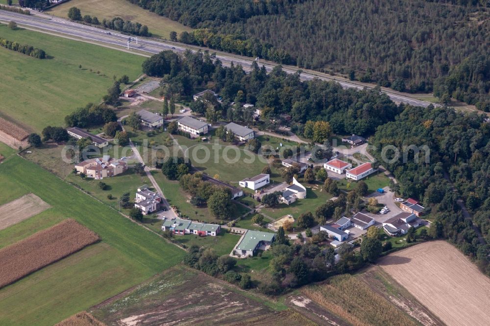 Aerial image Haguenau - Security fencing on the grounds of forensics - psychiatry Center Harthouse in Haguenau in Grand Est, France