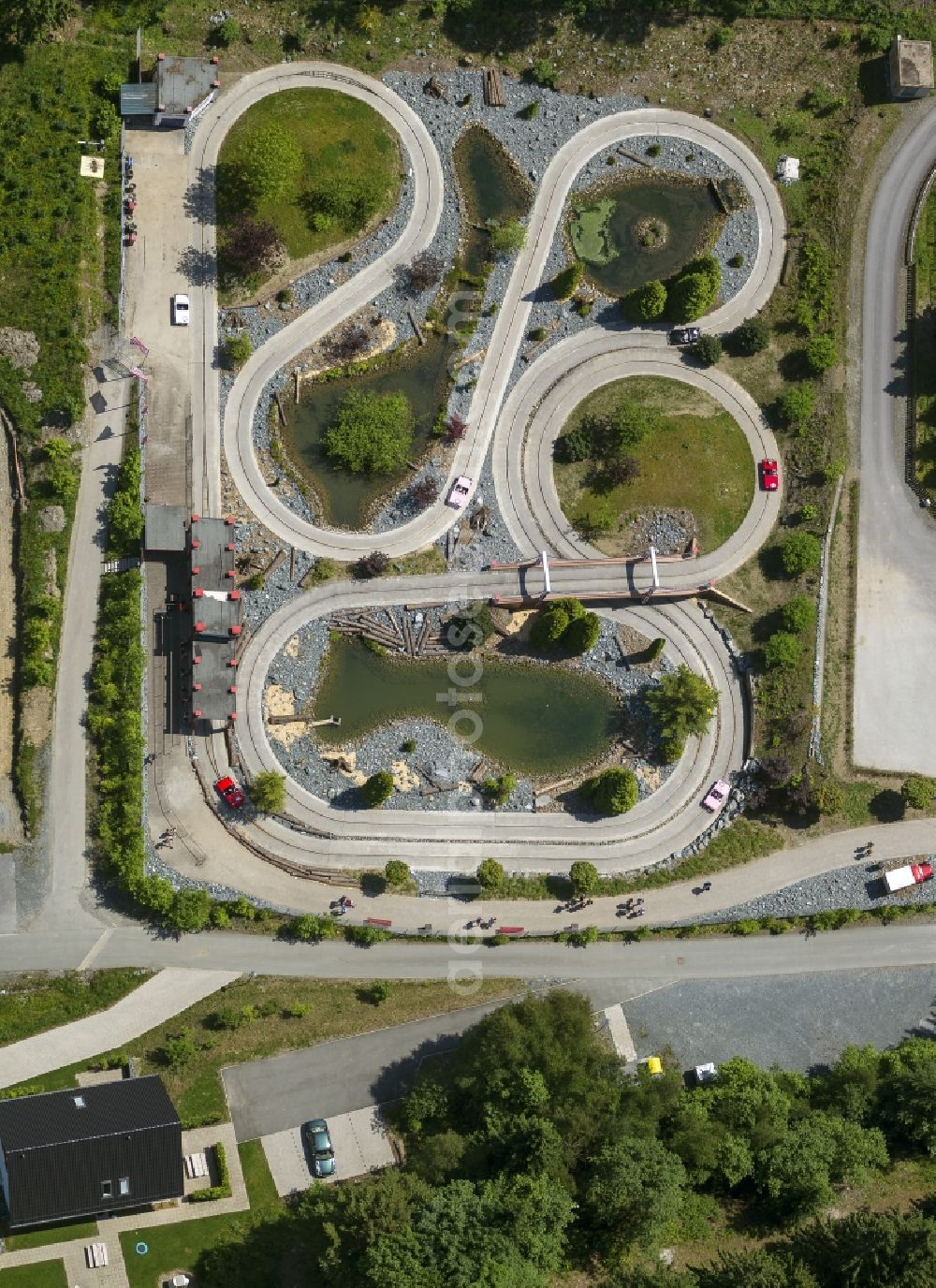 Aerial photograph Bestwig - Area of the Fort Fun Abenteuerland with go-kart racetrack in Bestwig in North Rhine-Westphalia. fortfun.de