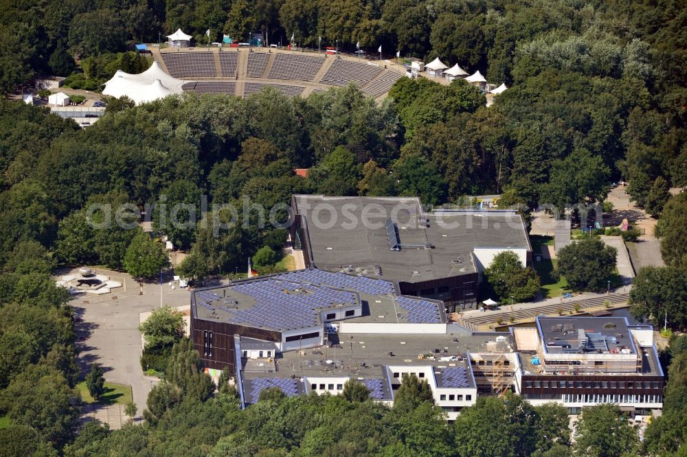 Berlin from the bird's eye view: Grounds of the leisure and recreation center FEZ with the open-air stage Kindl-Bühne Wuhlheide in Berlin Köpenick