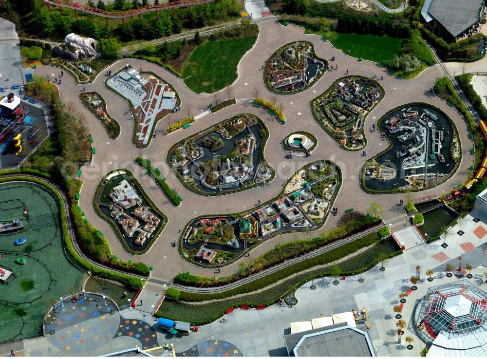 Günzburg from the bird's eye view: Grounds of the theme park Legoland Günzburg in Bavaria