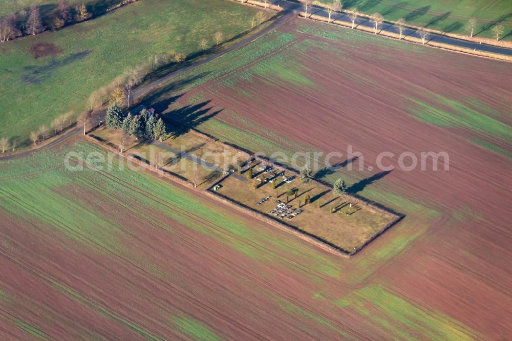 Bleicherode from above - Grave rows on the grounds of the cemetery in Bleicherode in the state Thuringia, Germany