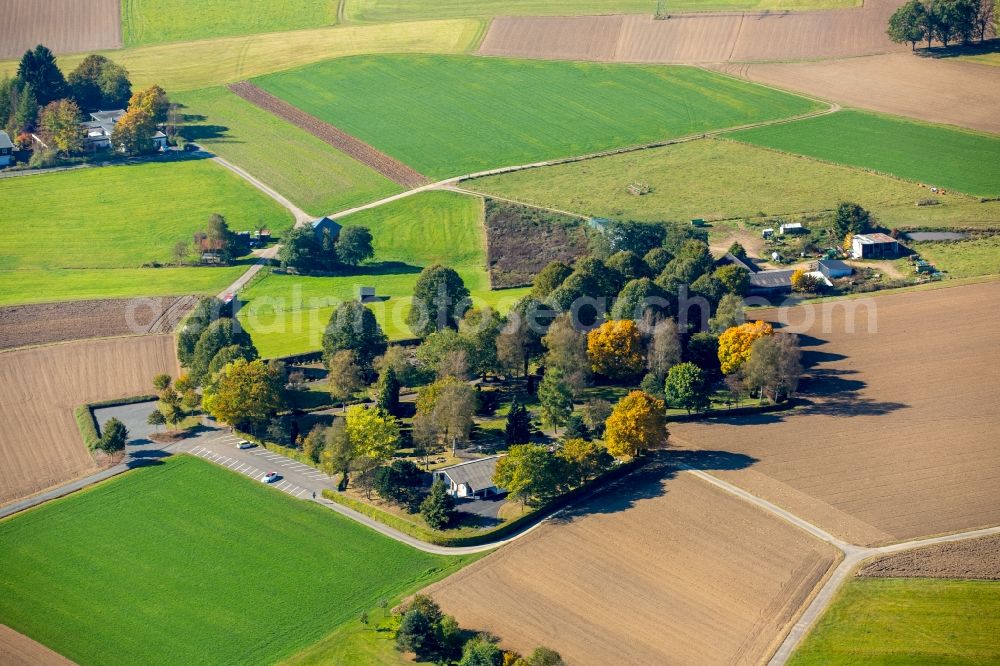 Kreuztal from above - Grounds of the cemetery Littfeld in Kreuztal in the state North Rhine-Westphalia