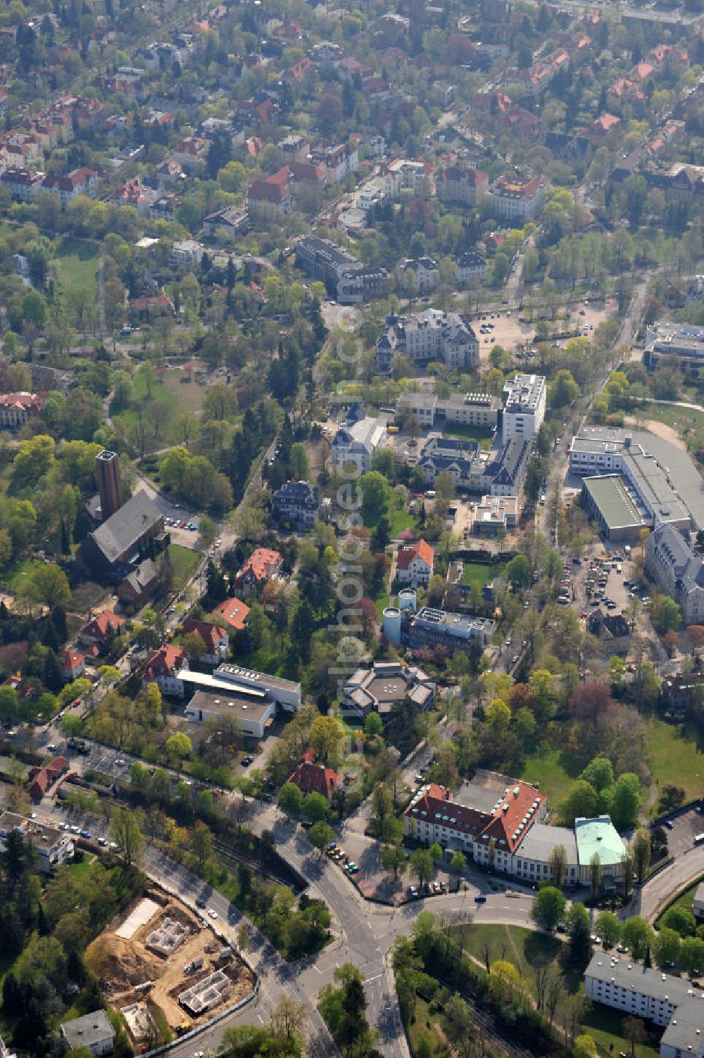 Berlin-Dahlem from above - Gelände des Fritz-Haber-Institut der Max-Planck-Gesellschaft in Berlin - Dahlem am Faradayweg 4 - 6 in 14195 Berlin. Area of the Fritz-Haber-Institut der Max-Planck-Gesellschaft in Berlin - Dahlem.