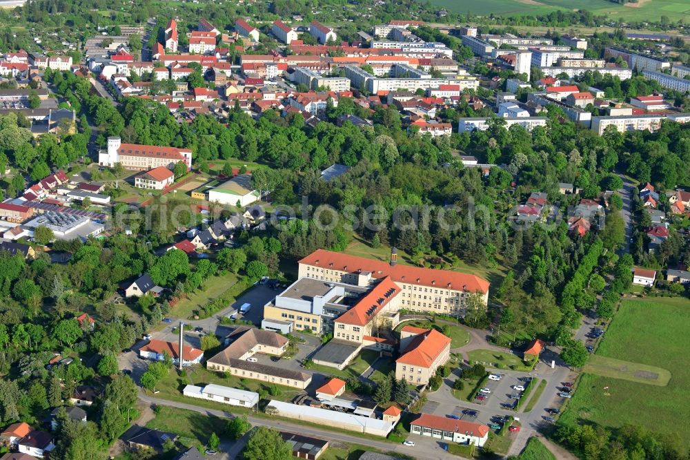 Aerial photograph Wriezen - Terrain with buildings of the hospital Maerkisch-oderland in Wriezen in Brandenburg