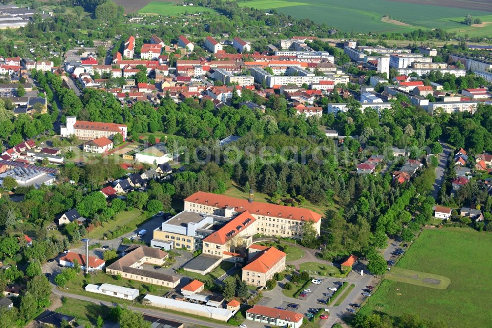 Wriezen from above - Terrain with buildings of the hospital Maerkisch-oderland in Wriezen in Brandenburg