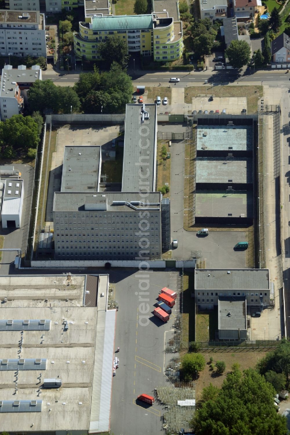 Berlin from the bird's eye view: The prison grounds for deportation custody at the Gruenauerstrasse in the Koepenick area of Berlin