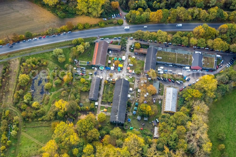 Aerial image Bergkamen - Ground, administration and basis of the charitable organization Biologische Station Kreis Unna on street Westenhellweg in Bergkamen in the state North Rhine-Westphalia, Germany