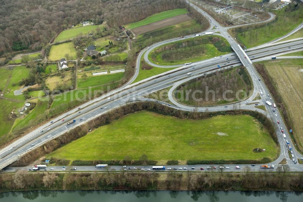 Mülheim from above - Site of the planned truck stop Kaiserberg on the highway in Mülheim in the state of North Rhine-Westphalia