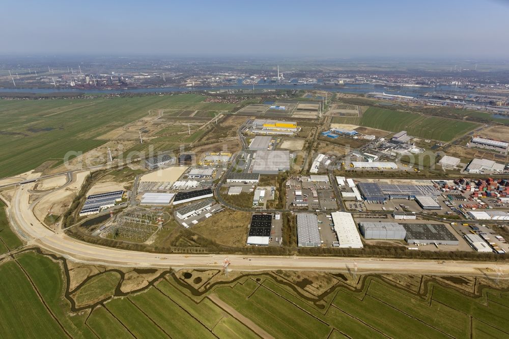 Bremen from above - Site of the industrial park on goods distribution center in Bremen