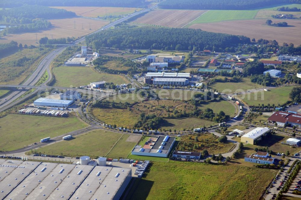 Aerial image Ludwigsfelde - View at the site of the business park Preussenpark Ludwigsfelde in the federal state of Brandenburg. It is operarted by the EMG Projekt business park Ludwigsfelde / Löwenbruch Ltd