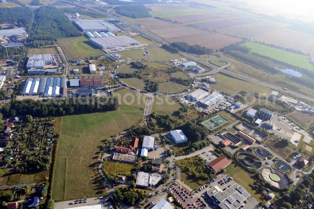 Ludwigsfelde from above - View at the site of the business park Preussenpark Ludwigsfelde in the federal state of Brandenburg. It is operarted by the EMG Projekt business park Ludwigsfelde / Löwenbruch Ltd