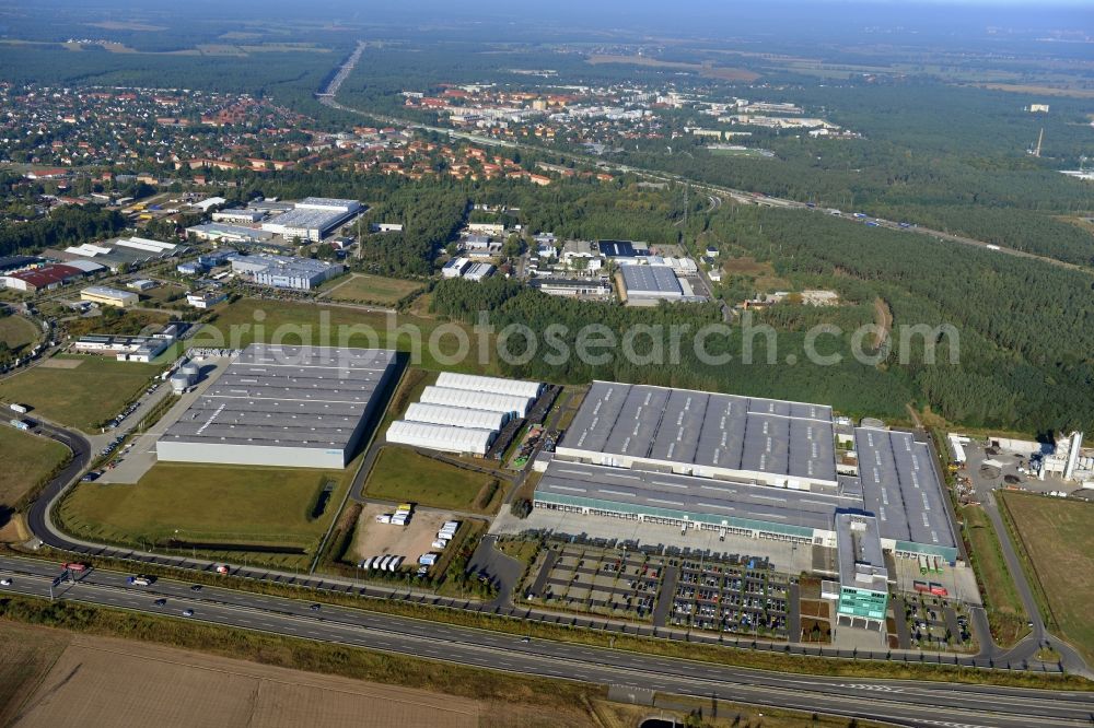 Aerial image Ludwigsfelde - View at the site of the business park Brandenburg Park in Ludwigsfelde in the federal state of Brandenburg. It is operarted by the Brandenburg Park Immobilien GmbH