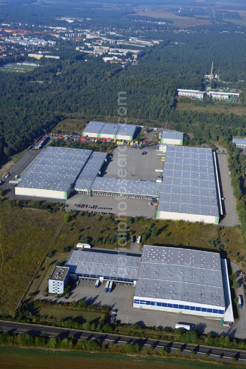 Aerial image Ludwigsfelde - View at the site of the business park Brandenburg Park in Ludwigsfelde in the federal state of Brandenburg. It is operarted by the Brandenburg Park Immobilien GmbH